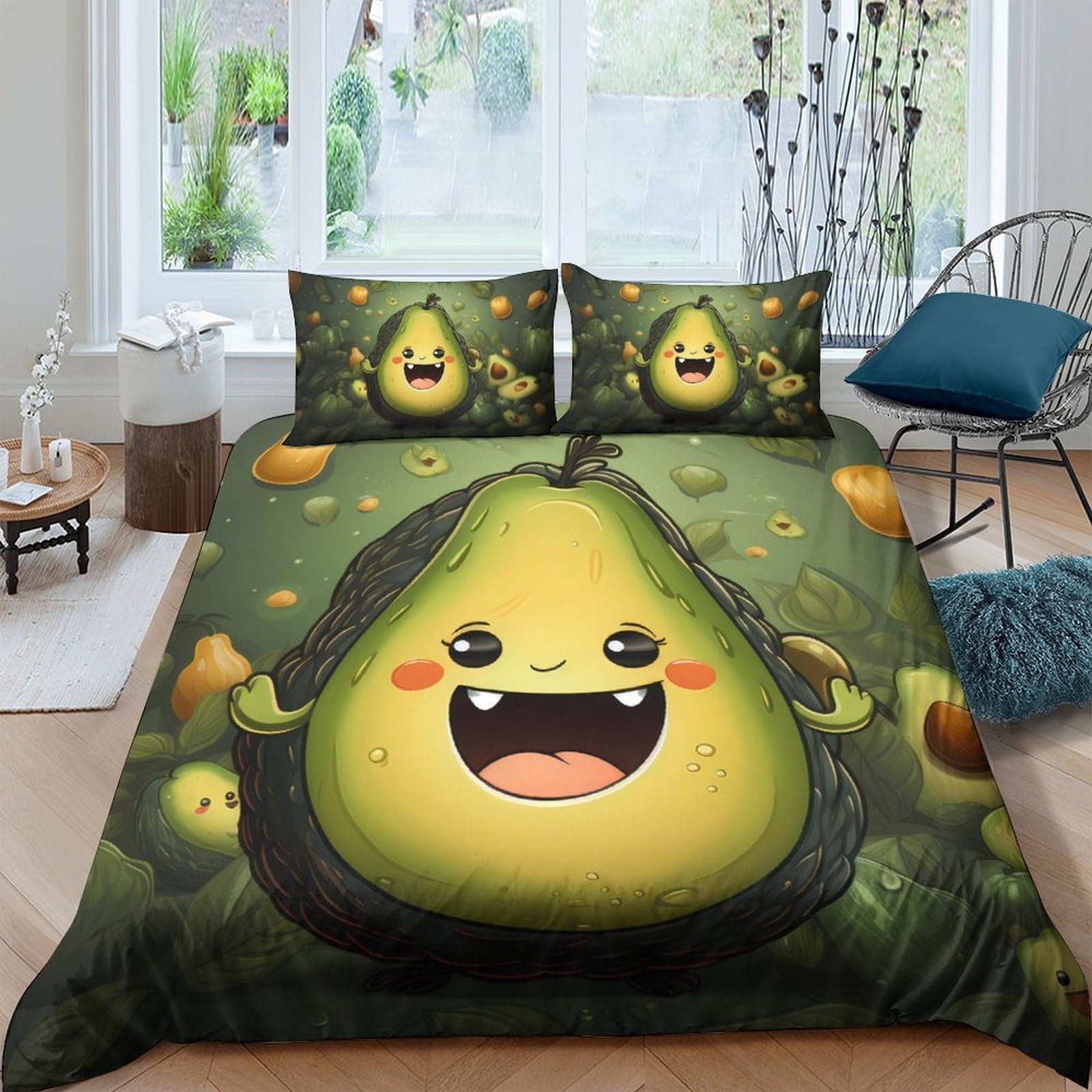 Ctjqhvkz Style-10 3D Printed Cartoon Avocado Fitted Sheet Microfiber Soft Anti-Slip Fruit Bed Cover For Bedroom Guest Room Decor Single（135X200cm）