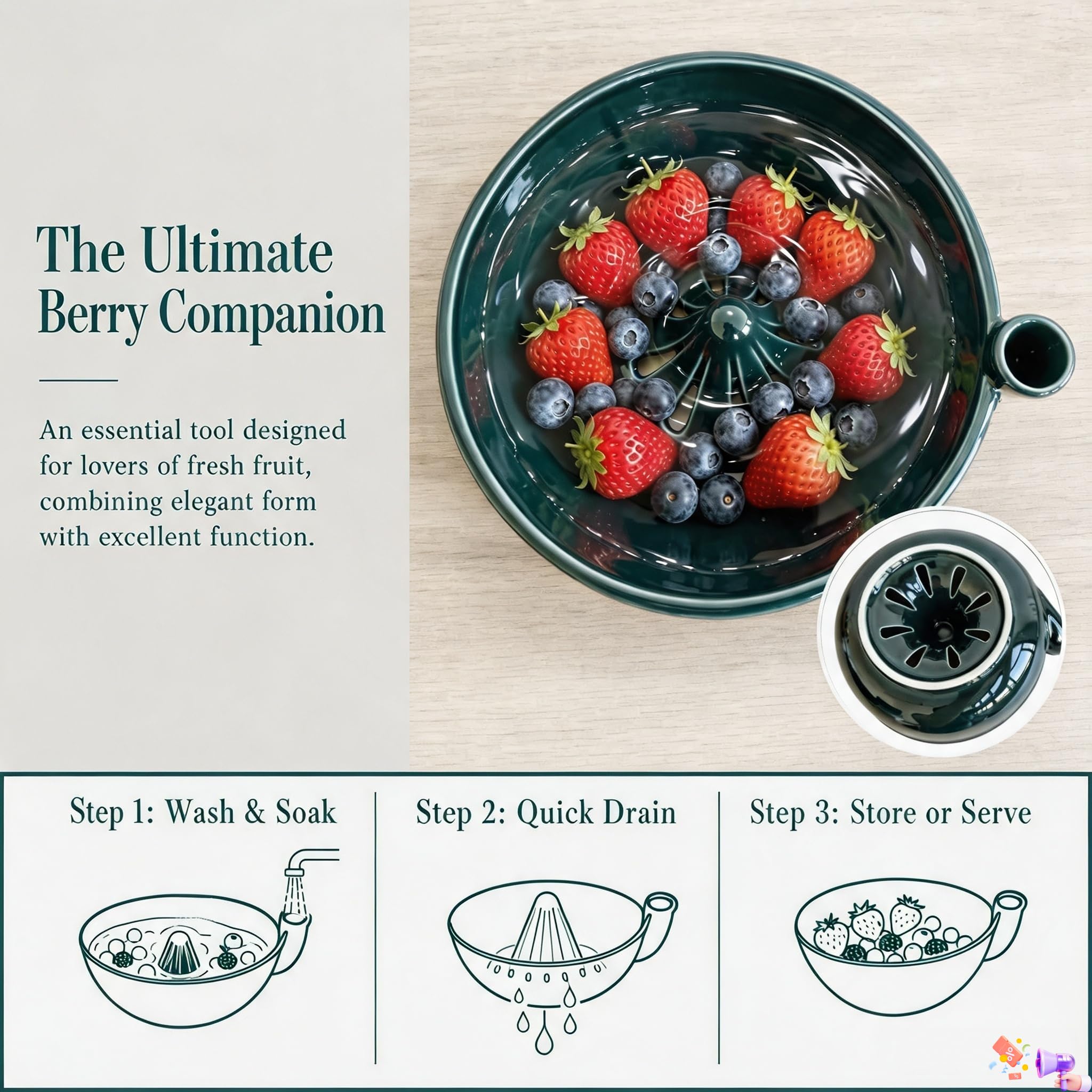 Generisch Beeren Waschschüssel Mit Abfluss Self Spinning Berry Washing Bowl