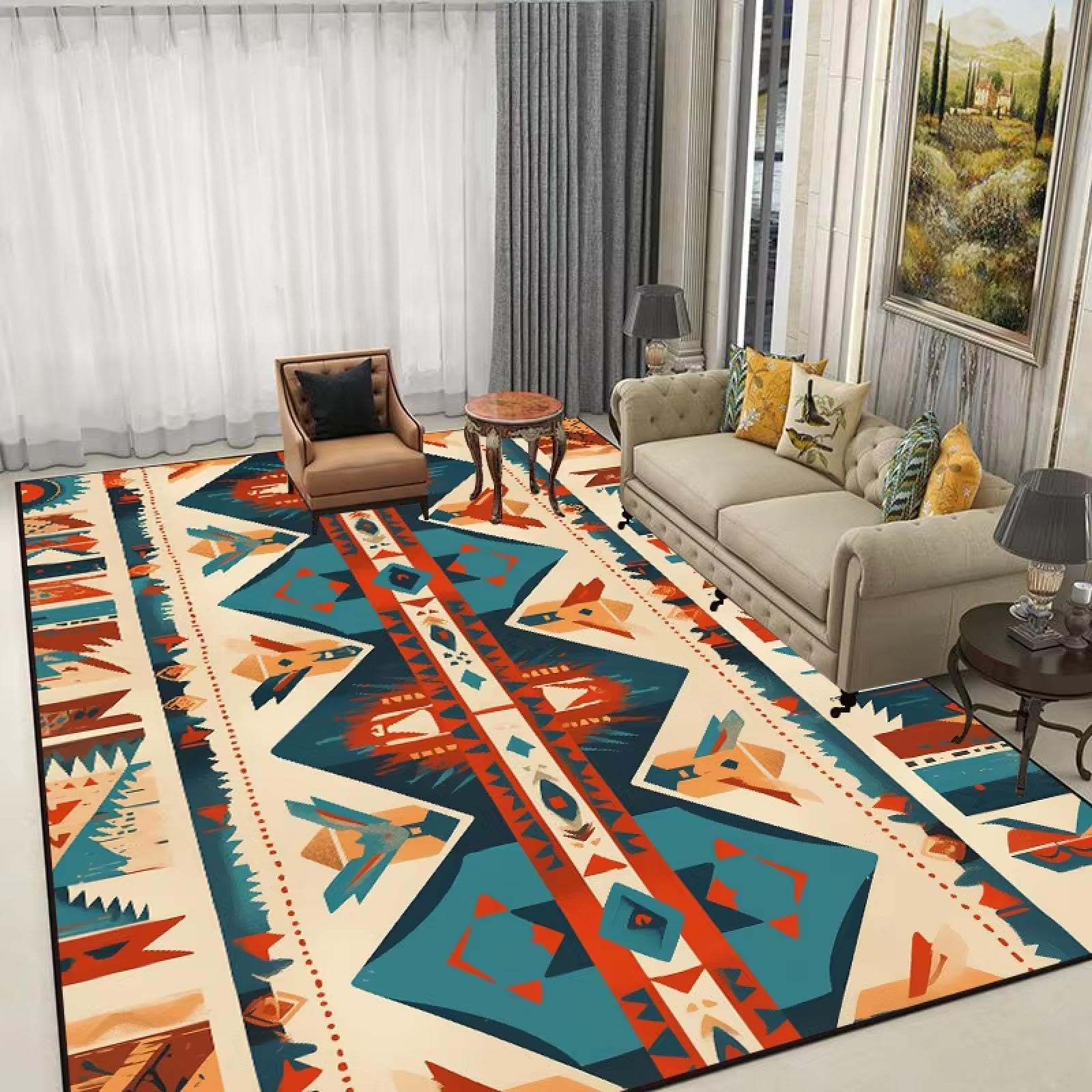 Tapis de décoration de luxe ethnique aux finitions rétro premium