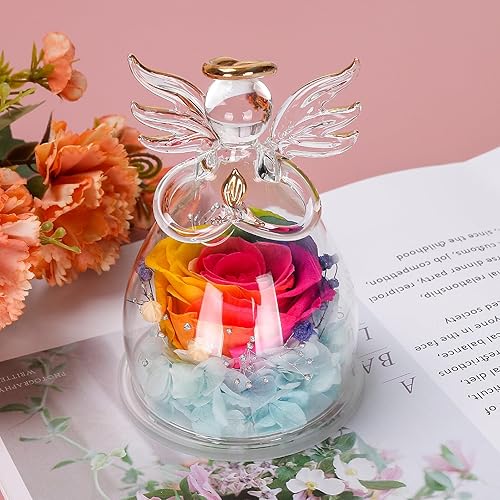 Miniatura 4 de Regalos de rosas preservadas en figuras de ángel de cristal, regalos de cumpleaños para mujeres, regalos de rosa de ángel para ella, regalos para