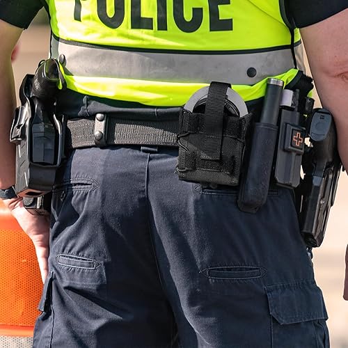 Miniatura 6 de VOTAGOO Bolsa doble para esposas, funda táctica MOLLE abierta para esposas, se adapta a ASP, con bisagras, cadena, rígida, esposas de engranaje de