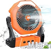 Ausic Portable Misting Fan 8-Inch with 10000mAh Battery, 250mL Tank & LED Lantern - Rechargeable Outdoor Cooling for Patio, Camping
