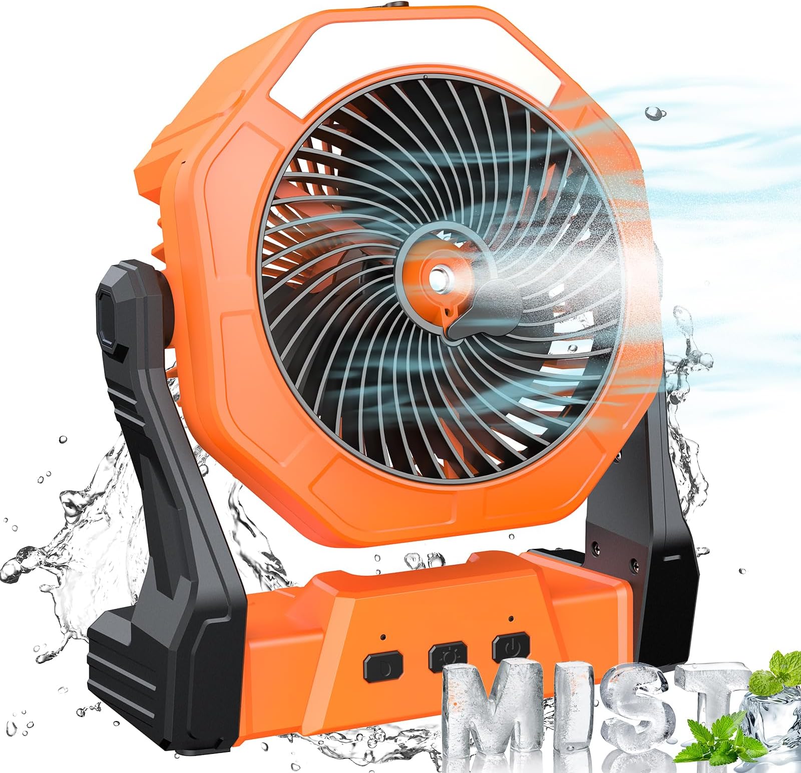 Portable Misting Fan, 8-Inch 10000mAh Rechargeable Battery Operated Fan, Personal Desk Fan with 250mL Water Tank & LED Lantern, Cooling Mist Fan for Home Desk, Patio, Camping, Outdoor&Indoor Use