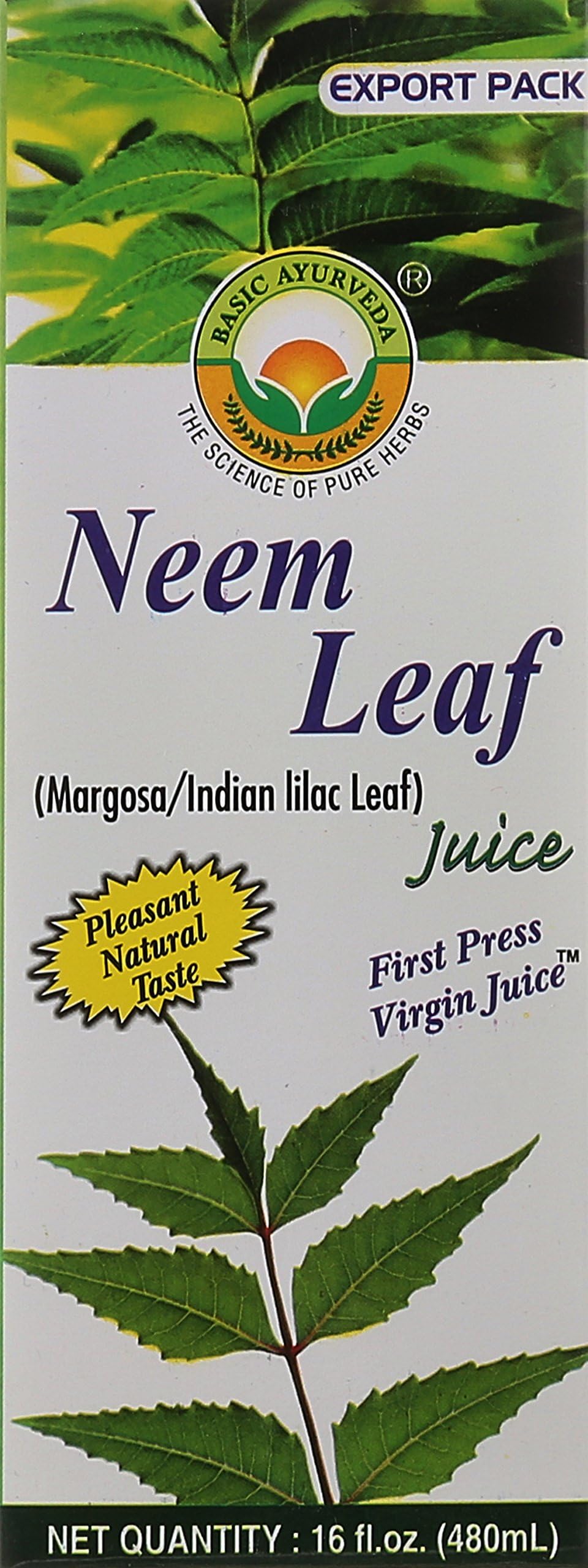Basic Ayurveda Neem Leaf Juice, Margosa Leaves Juice, 16.23 Fl Oz (480ml), Organic