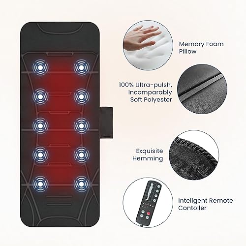 Miniatura 7 de COMFIER Almohadilla de masaje de cuerpo completo, almohadilla de masaje vibrante con 10 motores de vibración, 5 modos de masaje y apagado