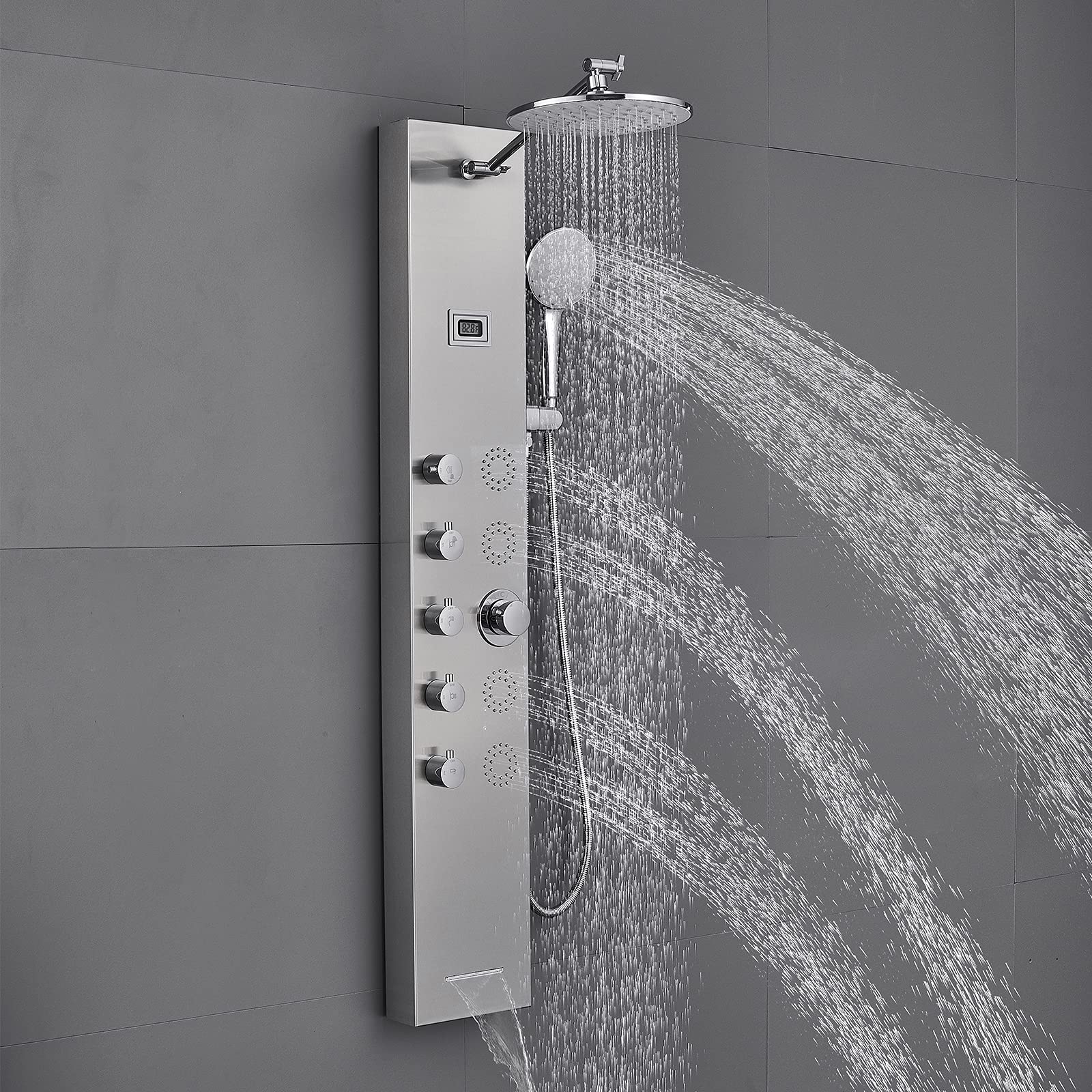 Buy ROVOGO 4 Jets Shower Panel with Rain Head, Handheld, Tub Spout and Temperature Display, 5 in
