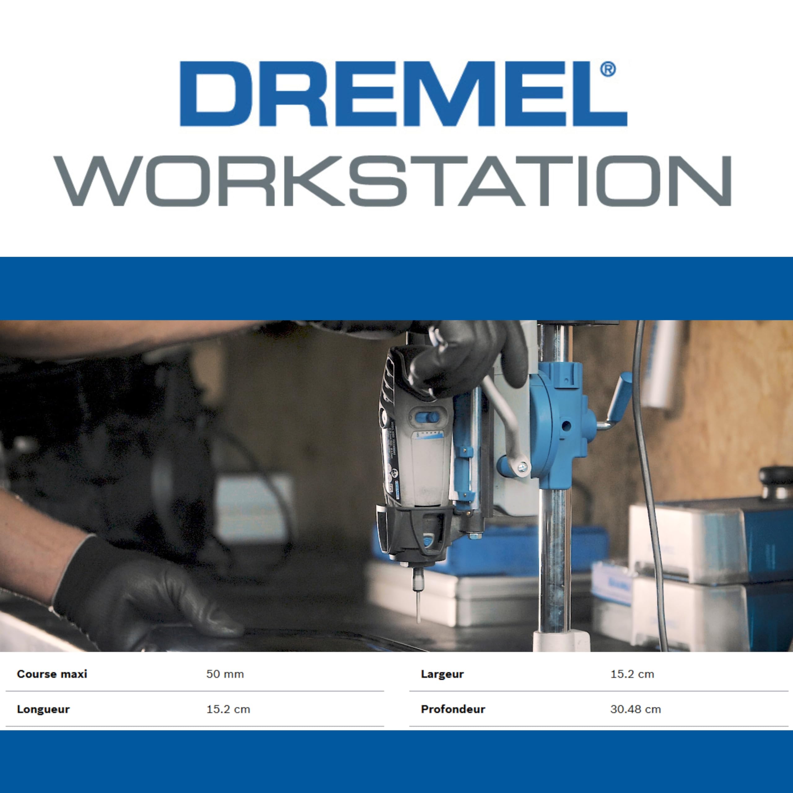 Dremel 220 Support Perceuse à Colonne Workstation pour Outil Rotatif Multifonction avec Guide Perçage pour Percer [Classe énergétique A]
