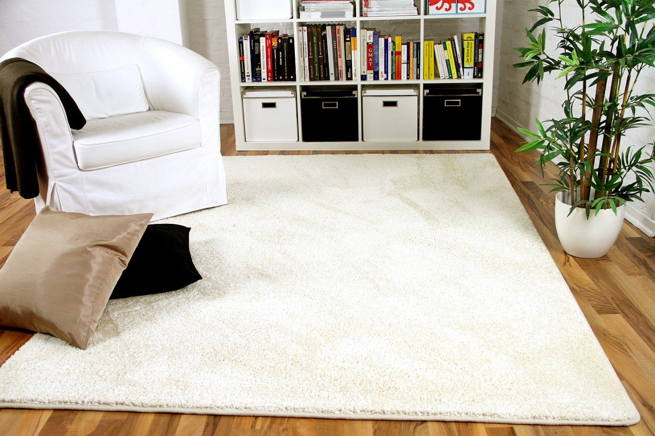 Hochflor Velours Teppich Mona Creme in 24 Größen