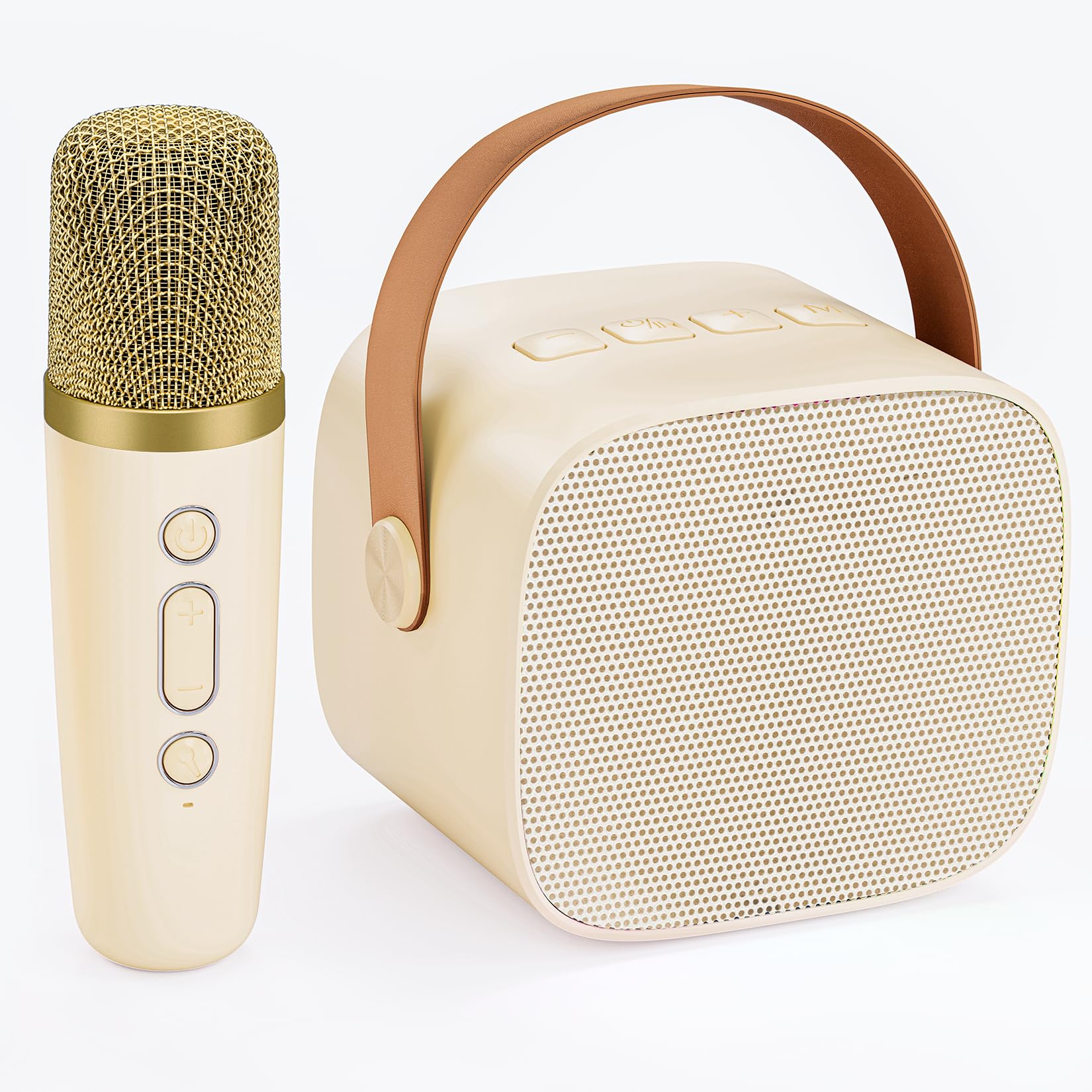 Wowstar Mini Karaoke Machine for Kids, Player Toys for Gifts for Boys Girls 4, 5, 6, 7, 8, 9, 10 +Year Old Birthday Party Home, Portable Bluetooth Speaker with Wireless Microphone(Beige)