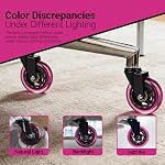Roues de chaise de bureau rose foncé 5, 3 Roulettes en caoutchouc lourd de pouce Remplacement, Roues de bureau de jeux d'ordinateur Roulement lisse pour planchers de tapis de bois franc, 11 * 22mm Coupe universelle