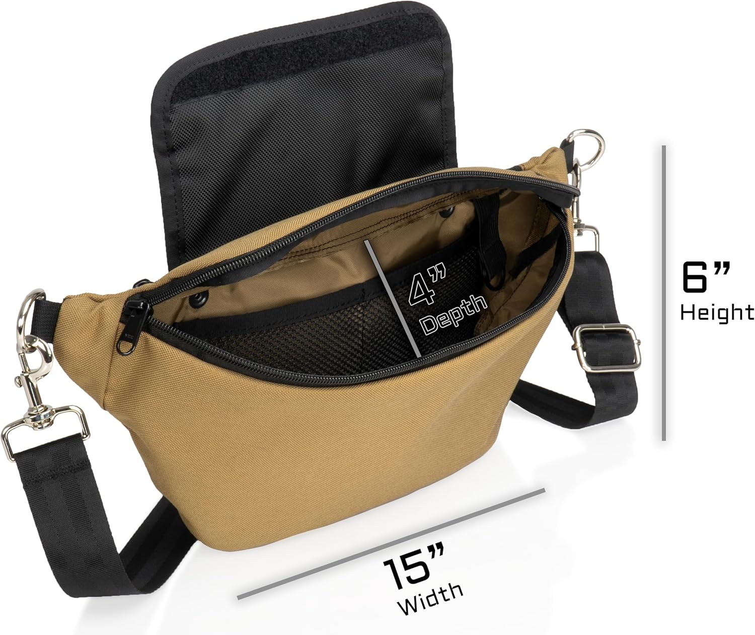 Xtreme Sight Line ~ SLING Faraday Bag ~ Data Security Cross-Body ~ Tracking/Hacking Defense ~ Military Grade Crystal Faraday Sleeve ~ Coytote Brown - Image 3