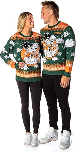 Miniatura 3 de Dragon Ball Z Suéter Navideño Feo para Hombre de Goku Niño en Nube Nimbus de Punto Tipo Pullover