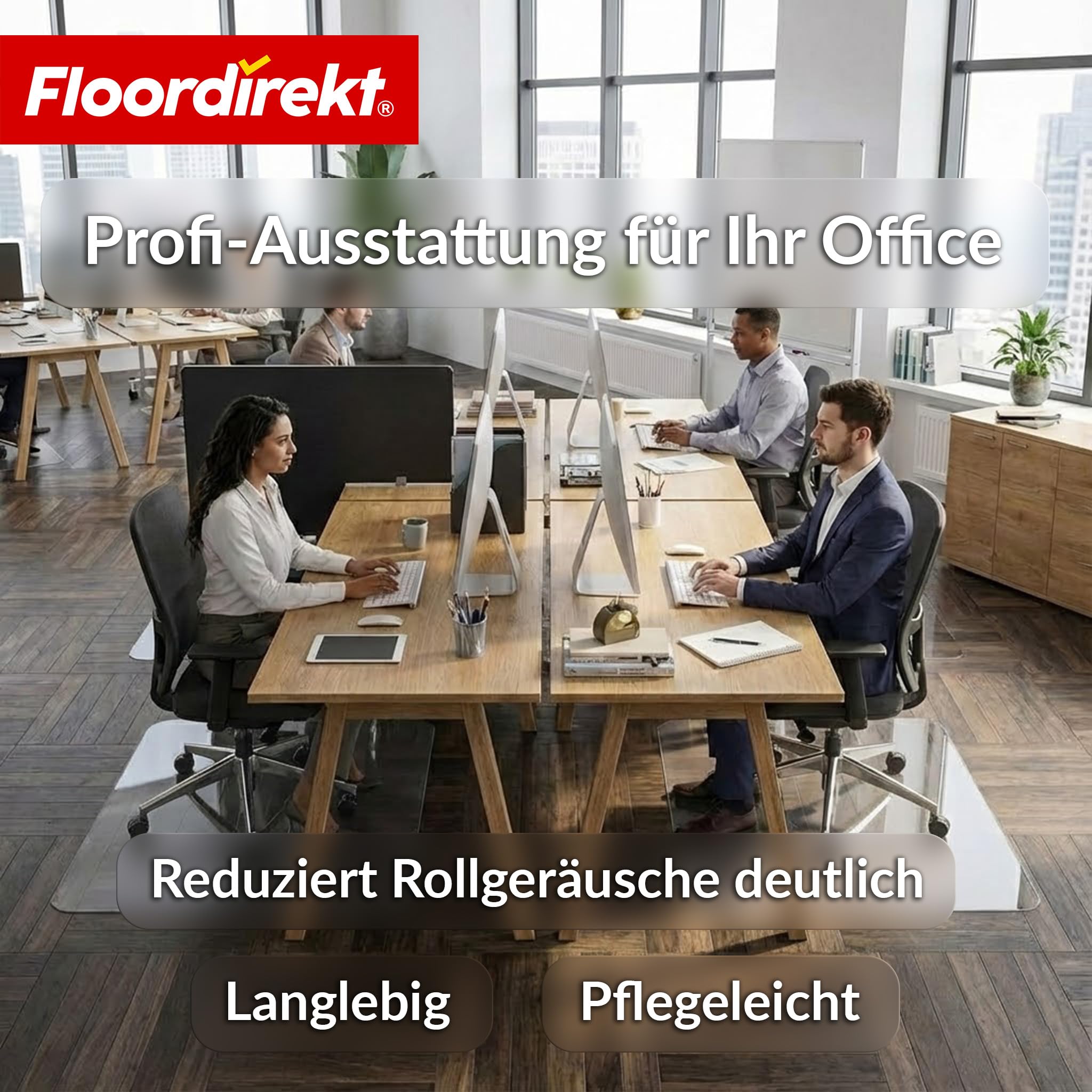 Floordirekt Bürostuhl Unterlage 80 x 118 cm - 5mm bruchsichere, transparente Bodenschutzmatte für Parkett, Laminat & Teppich - Bodenmatte, Bodenschutz, Unterlegmatte (Secura)
