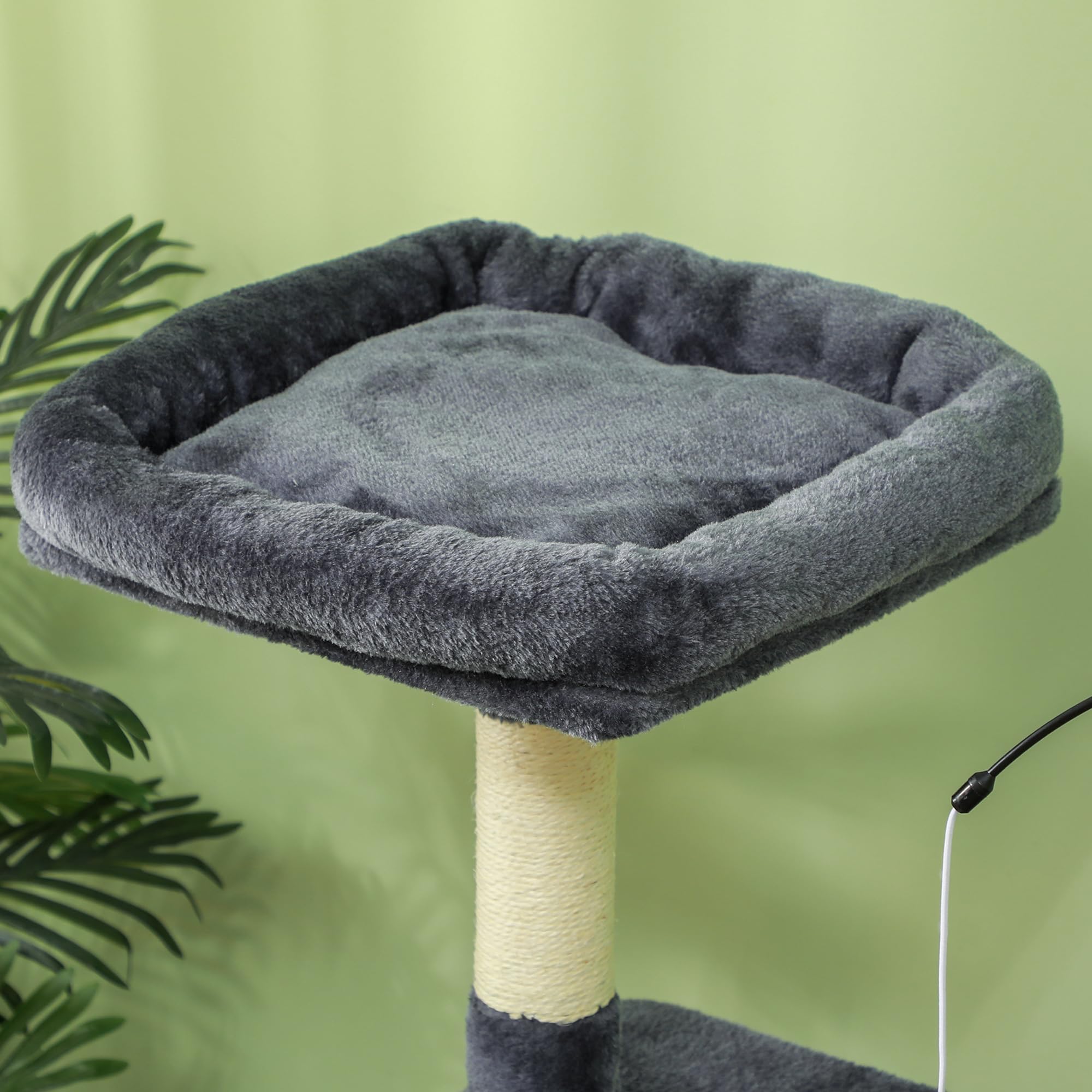 PawHut Árbol Rascador para Gatos 134 cm, Torre para Gatos Gris Oscuro | Rascador con Nidos Cueva, Plataformas, Bolas de Juguete, Postes de Sisal
