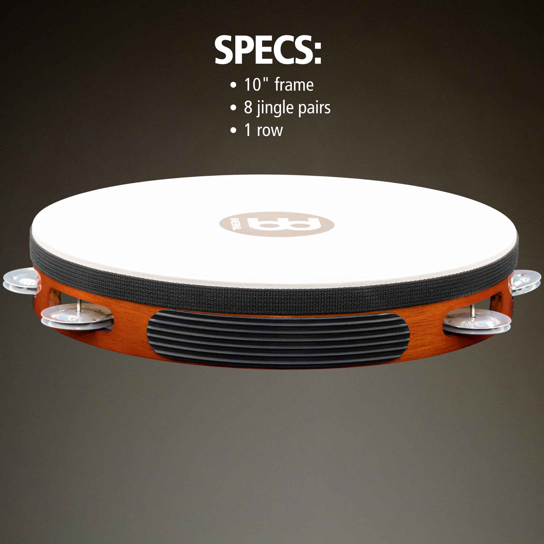 Meinl Percussion TAH1A-AB Headed Wood Tambourine z aluminiowymi obejmami (1-rzędowy), średnica 25,40 cm (10 cali), african brown