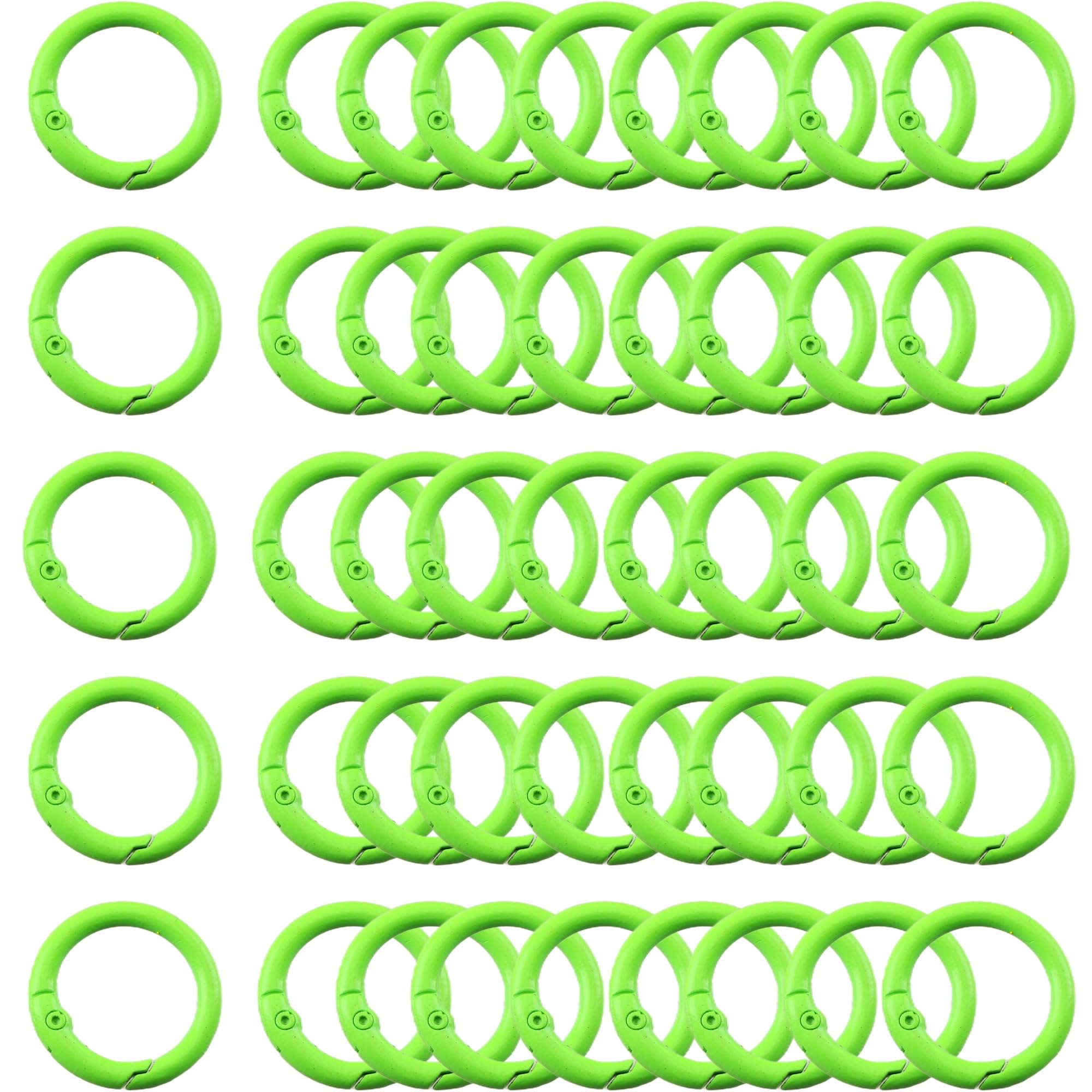 Mousqueton rond en métal vert lot de 48 anneaux ressort pour sac à main