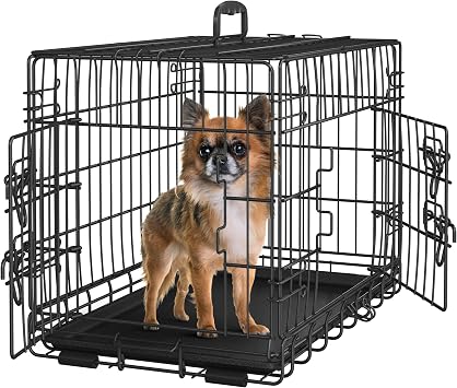 Yaheetech 24inch Double Door Dog Crate w/Divider, Collapsible Metal Kennel