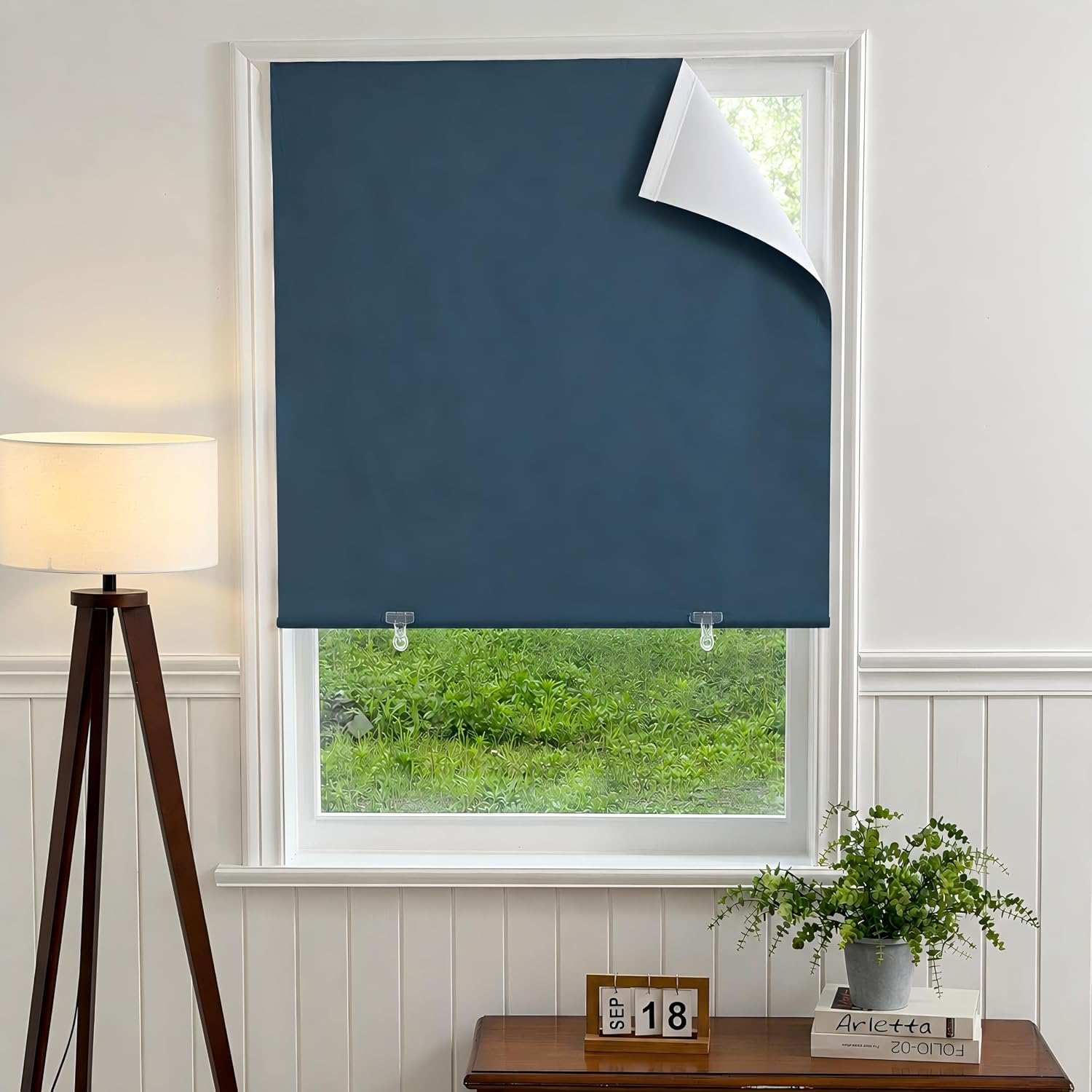 Cordless Blackout Roller Shade, No-Drill, Light Gray, 26" W x 72" H