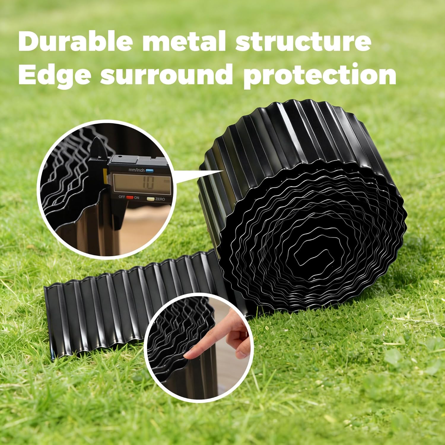 6" x 40FT Corrugated Metal Garden Edging,Sturdy and Rust-Resistant Landscape Edging Border,Flexible and Bends Easily for Flower Beds,Lawns,Garden Borders,and Yards(Black)