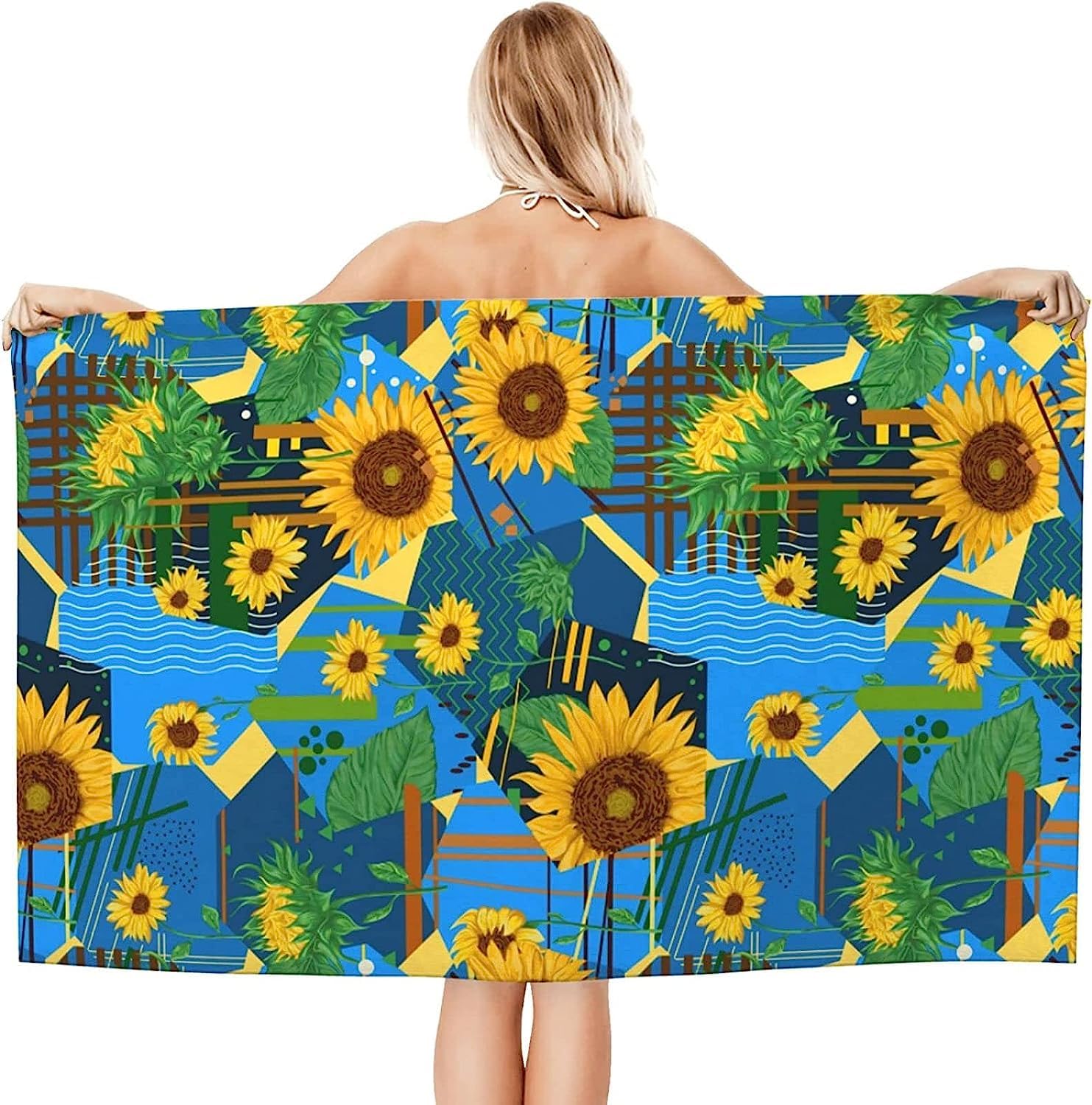 Telo Mare Grande, Microfibra Asciugamano Da Spiaggia, Teli Mare 200 X 200 Cm, Asciugatura Rapida Antisabbia Adulti Teli Mare Per Nuoto Campeggio 3D Telo Mare Bel Girasole -4O7I/P5T