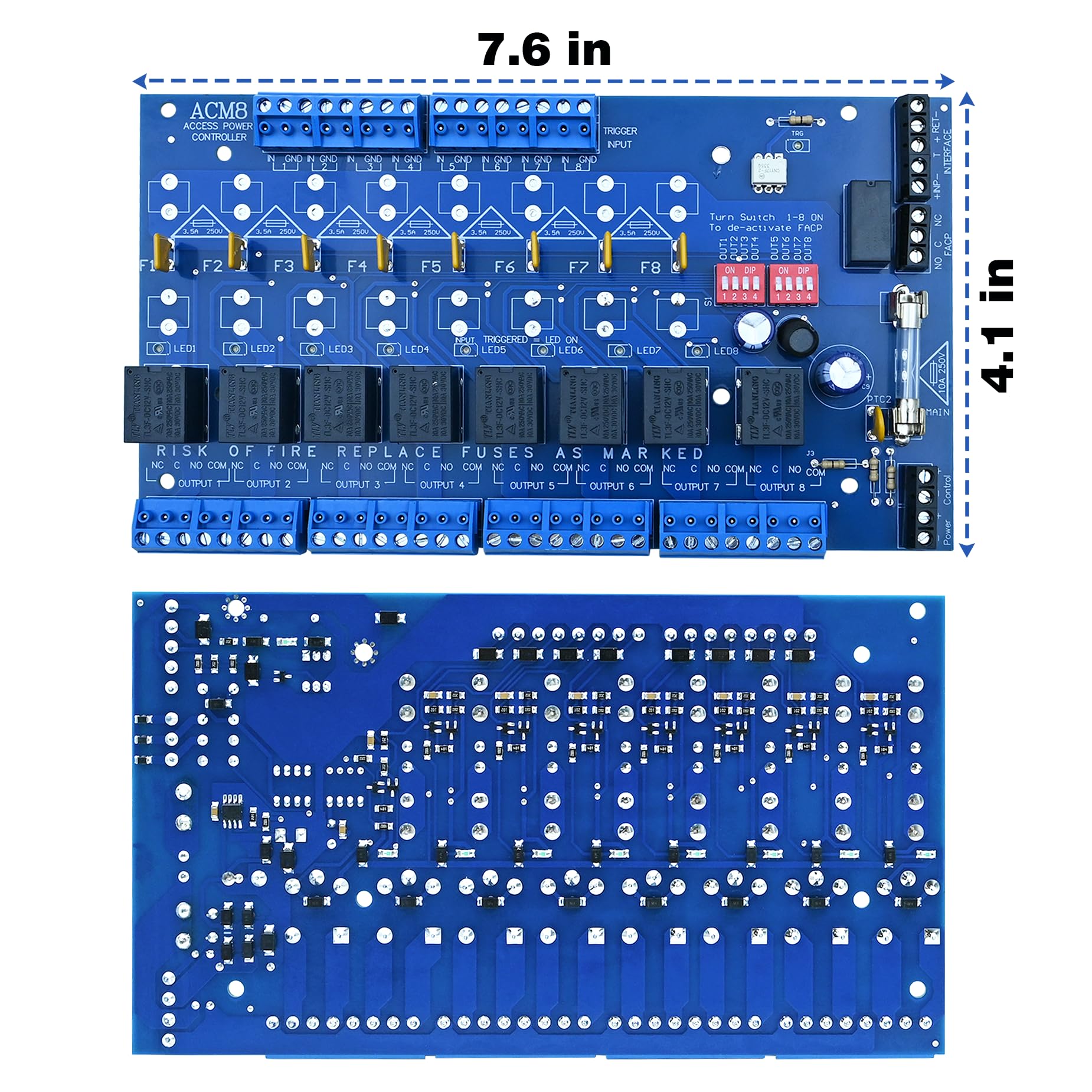 Moduł sterownika mocy ACM8CB, ulepszony kanał, kompatybilny ze specyfikacjami Altronix ACM8CB, do systemów bezpieczeństwa i kontroli dostępu