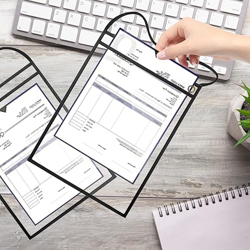 Miniatura 7 de Merkaunis Paquete de 50 soportes para boletos de tienda, bolsillos para pedidos de trabajo, 9 x 12 pulgadas, bolsillo de borrado en seco, fundas de