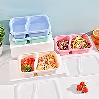 Vista 5 de Finorder 4 Pack Contenedores de Paja de Trigo, Caja Bento Reutilizable de 2 Compartimentos Colorida para Niños Pequeños, Contenedores de Comida