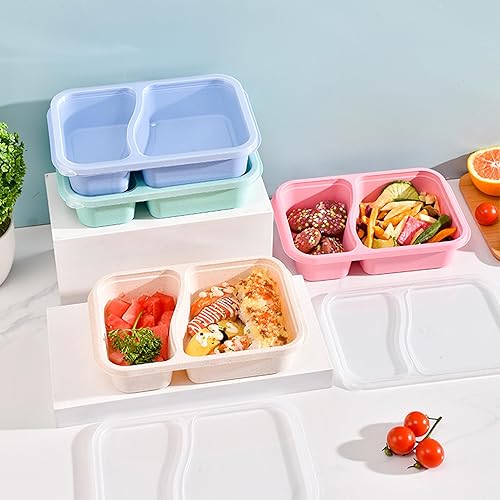 Miniatura 13 de Finorder Paquete de 6 recipientes de comida con 4 compartimentos, contenedores reutilizables para niños y adultos, escuela, trabajo, picnic