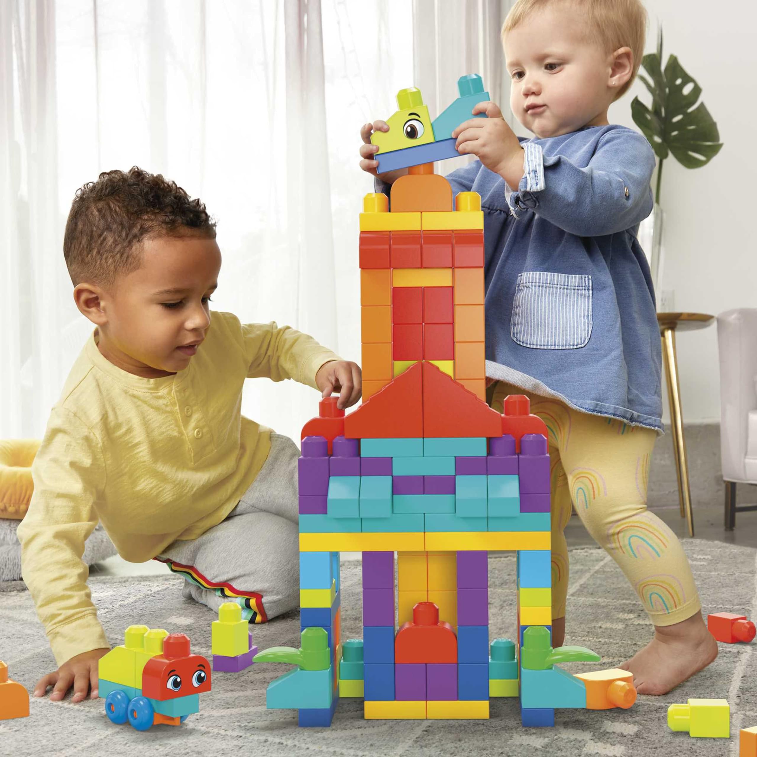MEGA BLOKS - Sacca Eco Grande 150 Pezzi, con 150 blocchi da costruzione grandi e colorati e 1 sacca per contenerli, Giocattolo e regalo per Bambini 1+ Anni, HHM96