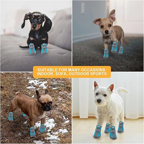 Miniatura 8 de Zapatos de perro para perros pequeños, botas para perros y protector de patas para el día de nieve de invierno, pavimento caliente de verano,
