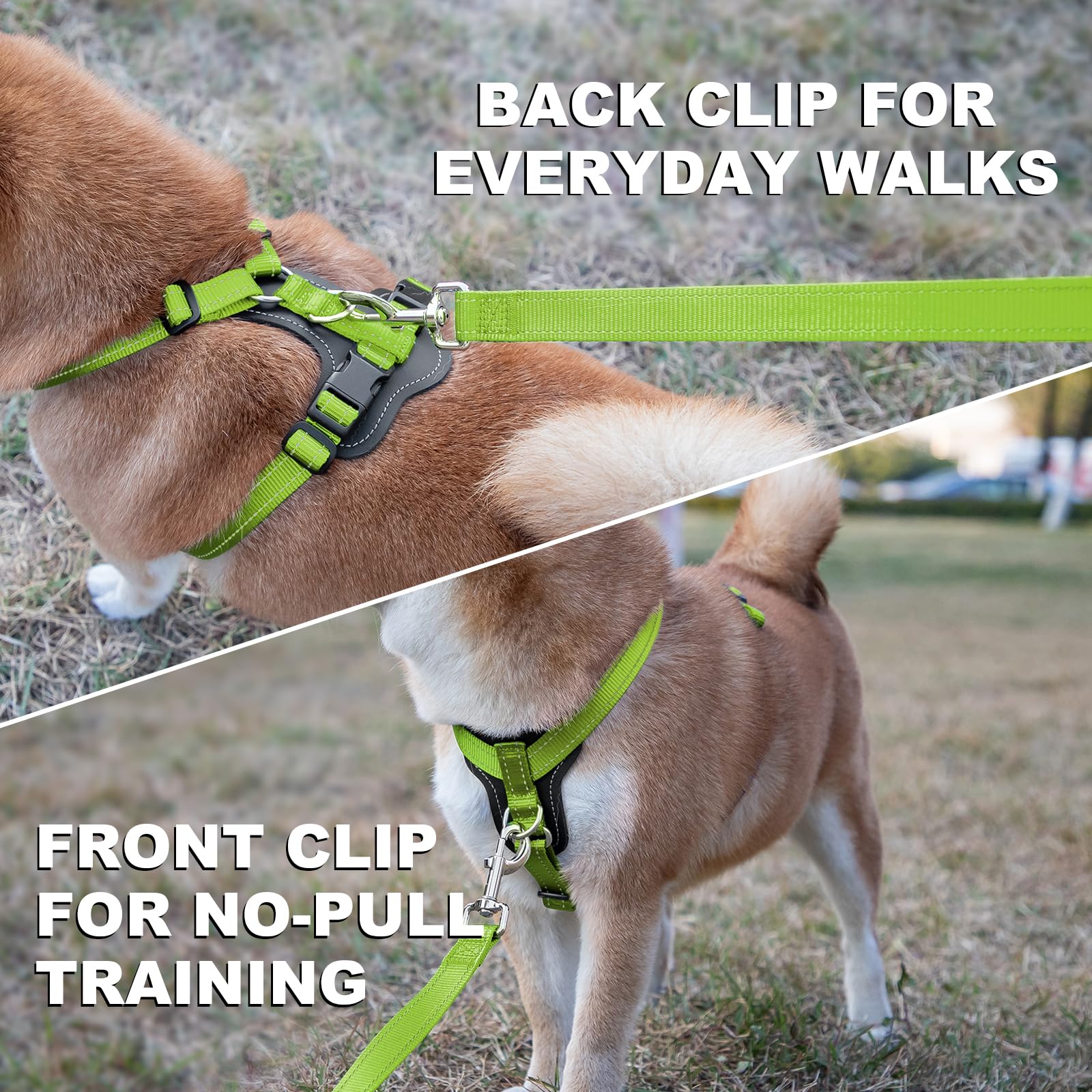 Plutus Pet Adjustable No Pull Dog Harness with Leather Accents, Heavy Duty Reflective Nylon Vest for Training Hiking - Image 3