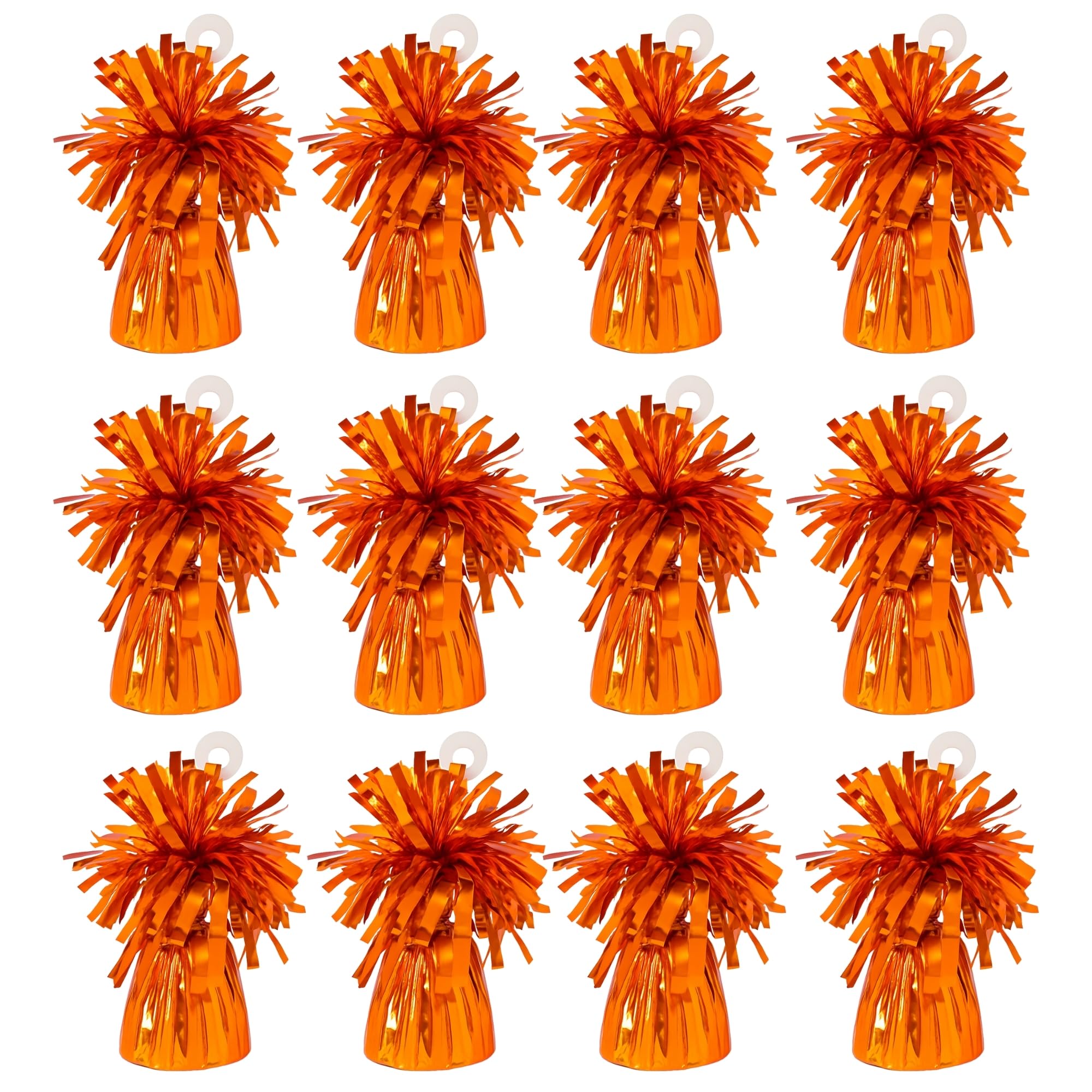 Foil Balloon Weights for Helium Balloons | Metallic Foil Balloon Holder | Birthday Parties, Events & Wedding Celebrations Decoration Accessory (Orange, Pack of 12)