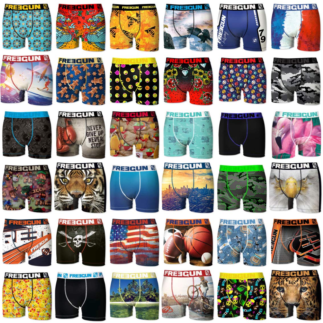 Freegun Homme Lot de 5 Boxers Surprise Pack Fg/​1/​Bmx5/​Multilot sous-​vêtement, Multicolore, Taille M