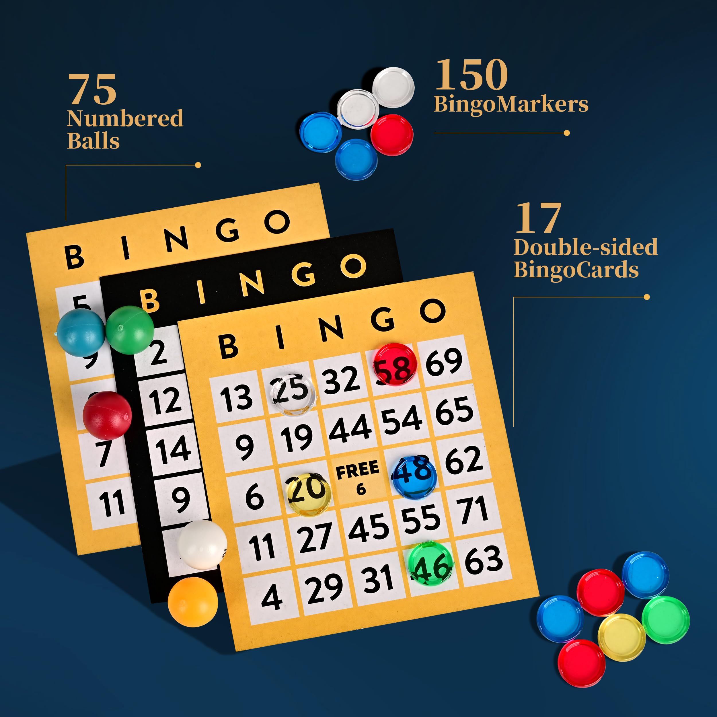 Doublefan Deluxe Bingo Set, Bingo Cage with Colorful Balls Set including Score Cards - Classic Board Games for Family and Party - Image 3