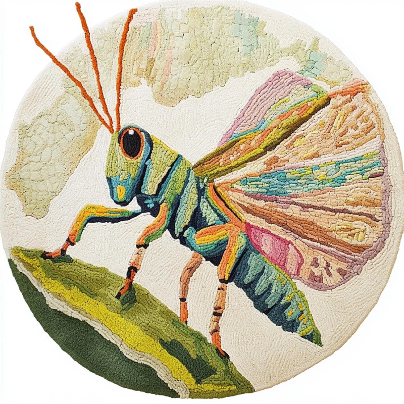 Kitquiver Rug Latch Hook Craft Kits Cartoon Insects 60x60cm