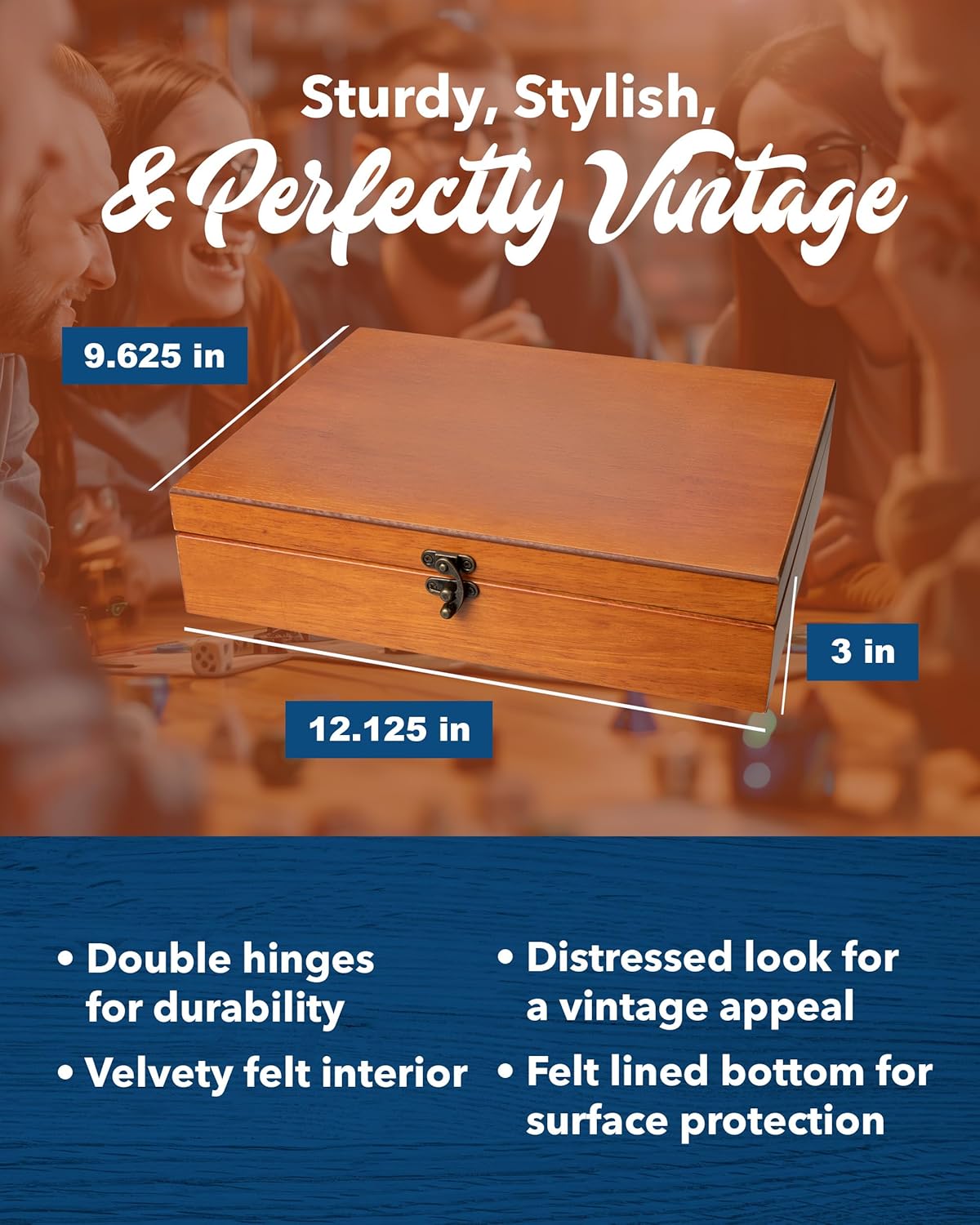 Light Cherry Wooden Treasure Box with Brass Latch