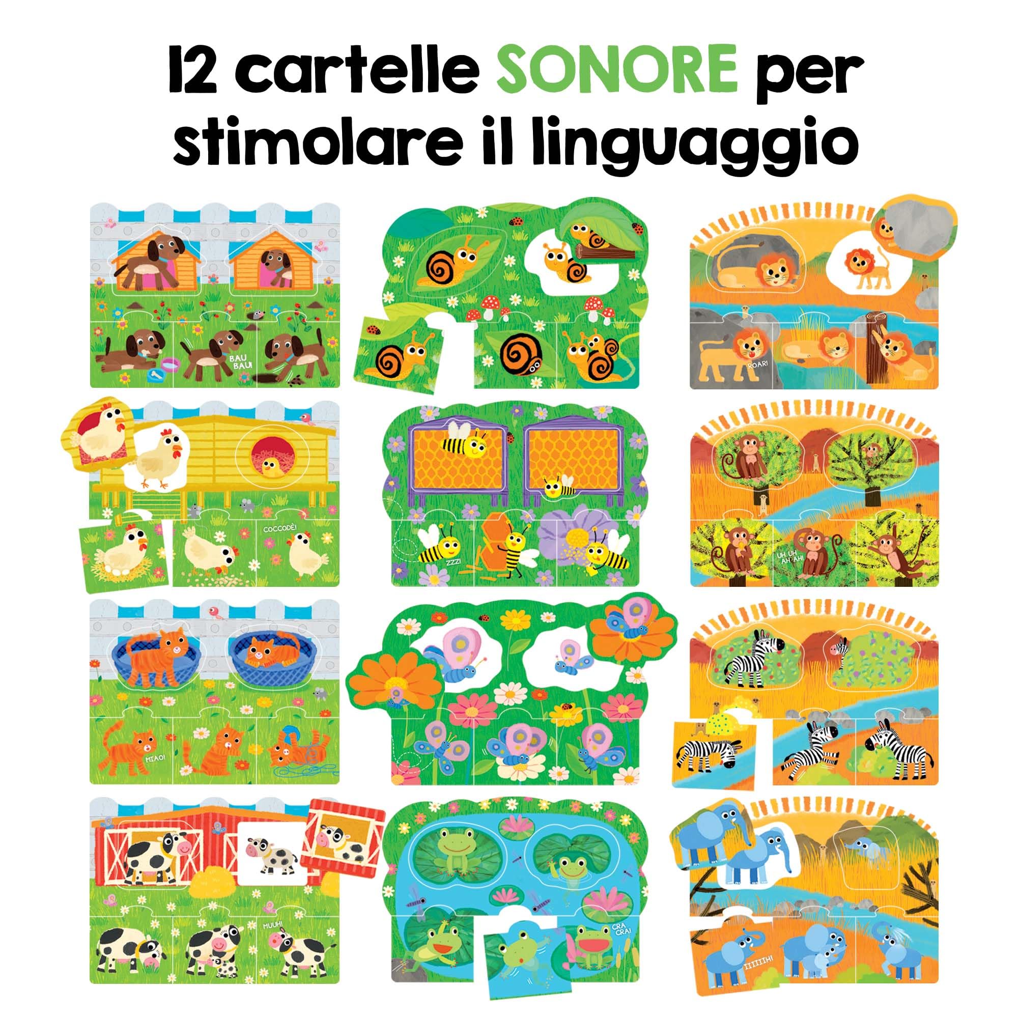 HEADU - Chi Cosa Dove - Giochiamo a Parlare Con Gli Animali! | Giochi Educativi 2 3 4 5 Anni, Sviluppo Linguaggio Bambini, Gioco Didattico, Giochi da Tavolo Bambini, Regalo Bambina, Regalo Bambino