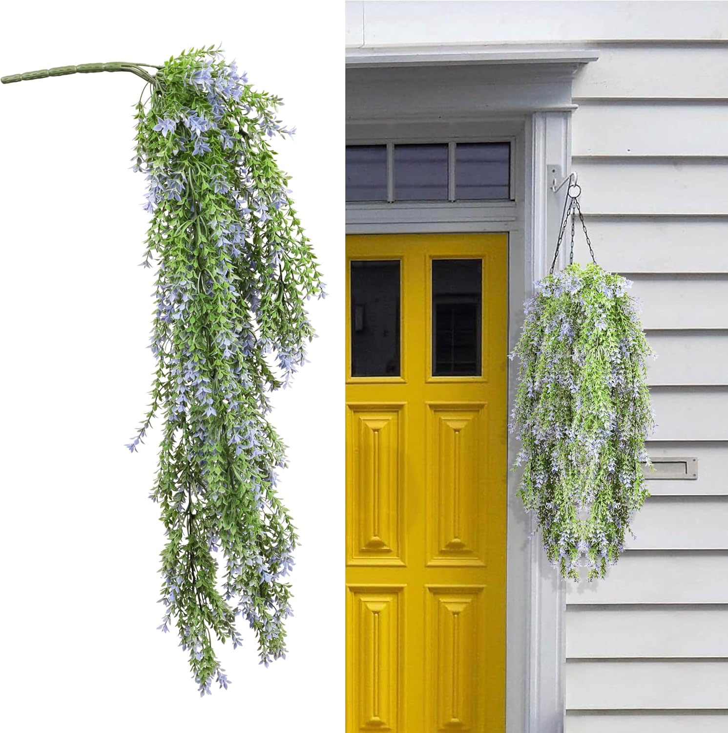 COARBOR 5 PCS Artificial Vines with Fake Flowers Fake Hanging Plants Wall Plants for Indoor and Outdoor Decor, Dark Purple