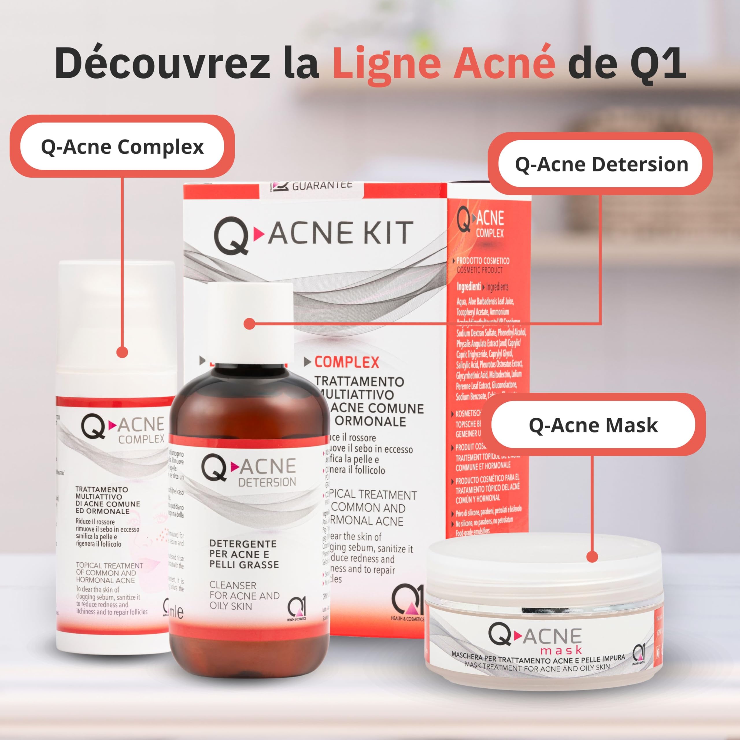 Q1 Q-Acne Complex, Crème Anti Acné à l'Acide Salicylique, Crème Anti Boutons pour le Visage | Elimine les Boutons et les Rougeurs | Traitement Efficace pour l'Acné Juvénile et Hormonale, 40ml