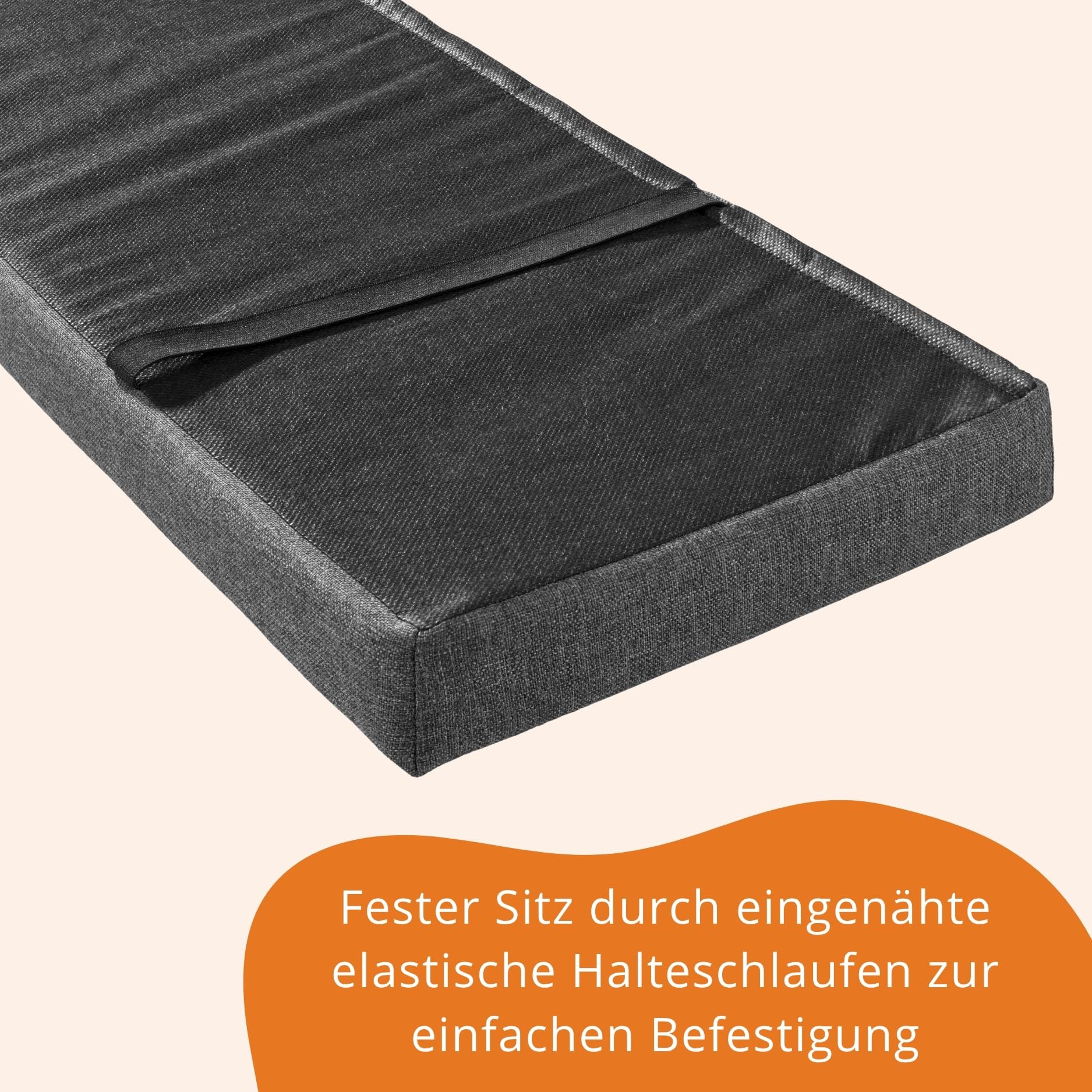 sleepling 2er Set Bierbankauflagen mit Bezug 220 x 25 x 4 cm, extra Dicke Auflage für gängige Bänke und Bierzeltgarnituren, dunkelgrau