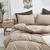 Vista 536 de CLOTHKNOW Juego de edredón de 3 piezas de color marrón caramelo, tamaño individual/individual XL, color terracota suave, color óxido con 2 fundas