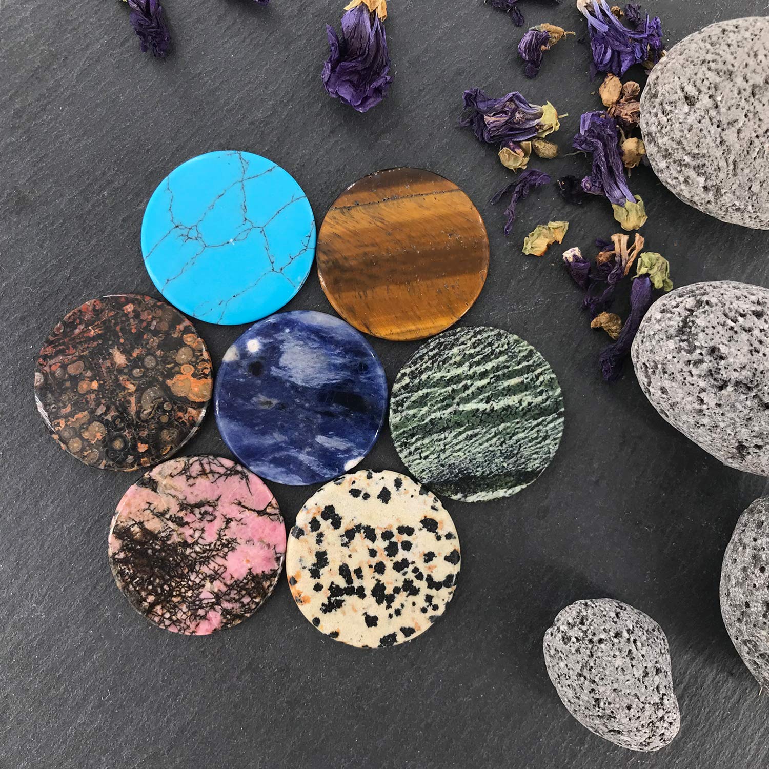 Morella Coins Moneta amuleto Ciondolo Chakra Rotondo 33 mm Gemma Pietra preziosa