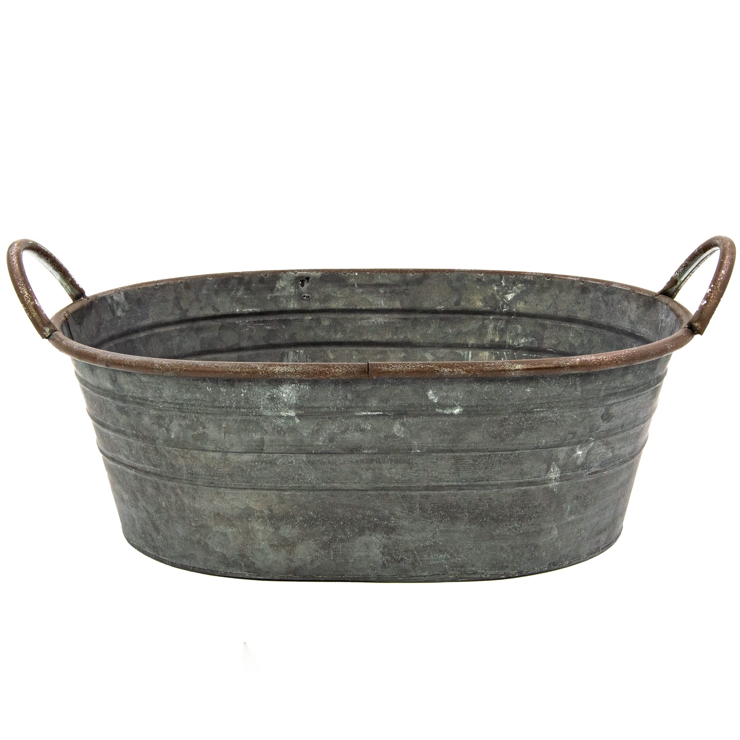Baignoire galvanisée - Bol pour plantes - Décoration de jardin extérieure - Décoration de mariage - Pot de fleurs - Grand pot de fleurs (44 cm)