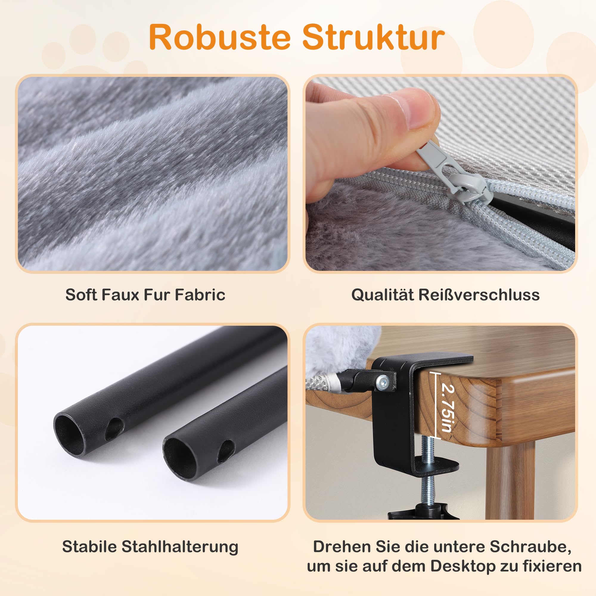 Cama Colgante para Gatos Plegable 90°, Cama para Gatos, Hamaca para Gato, Cesta para Dormir, Hamaca para Gato, Cama de 59 x 48 cm hasta 20 kg