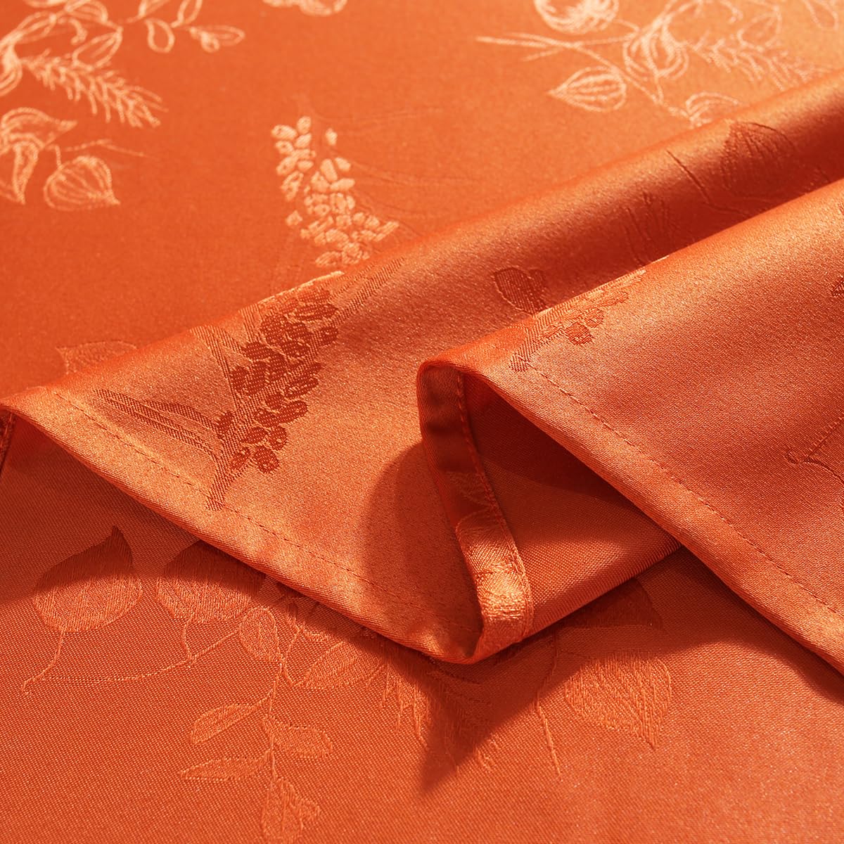 Smiry Herbst-Tischdecke Jacquard Wasserdicht – 152,4 X 259,1 Cm, Gold, Herbstblätter-Muster Für Thanksgiving