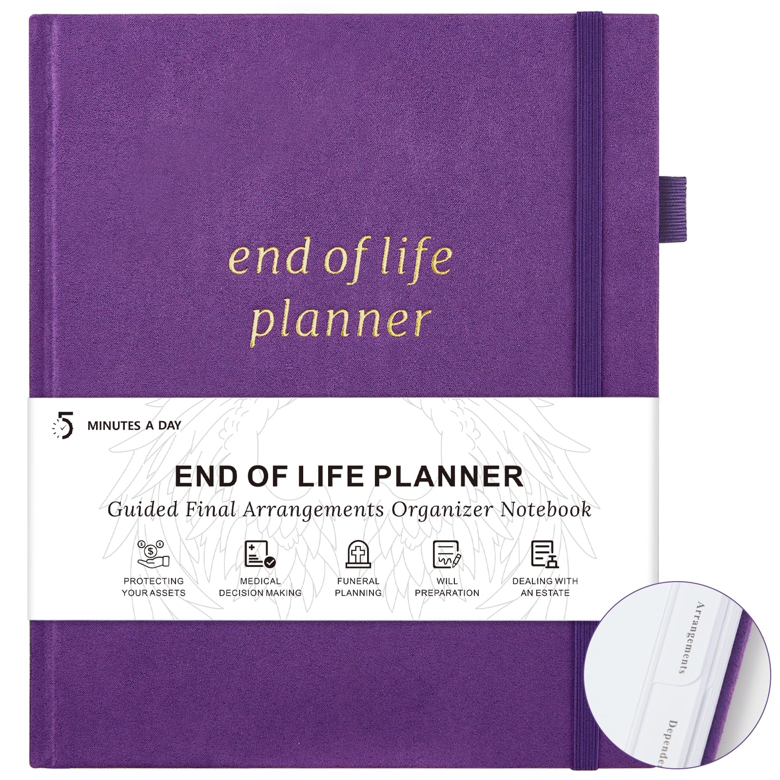 End of Life Planner, Guided Estate Planning Organizer with Tabs, Last Wish, Will Preparation, Funeral Planning, Final Arrangements Notebook for