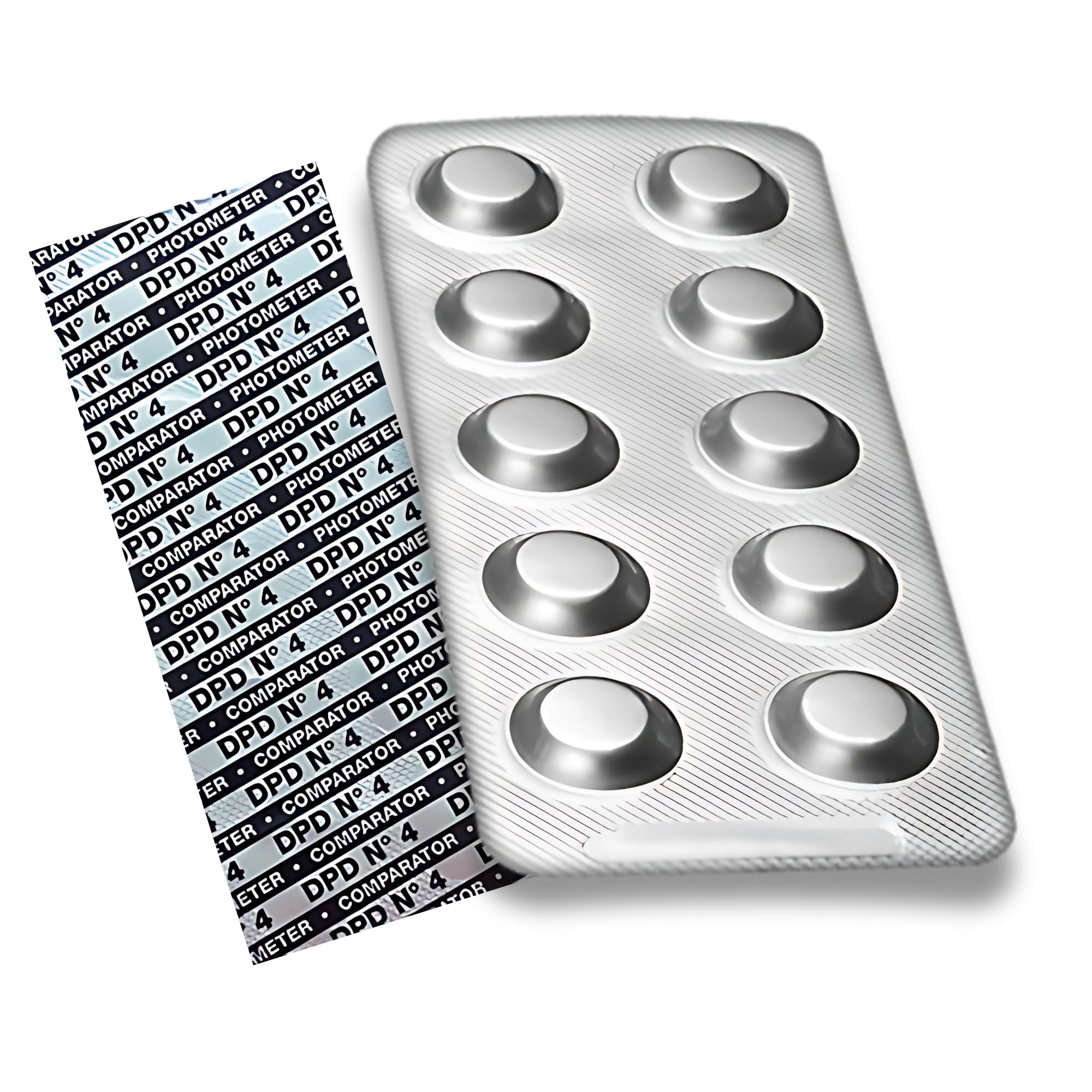 DPD Lot de 4 pastilles de test de PoolLab pour mesurer la teneur en oxygène actif dans l'eau de la piscine - Convient également pour d'autres photomètres portatifs (500)