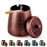 Ashtray for Cigarettes Outdoor, Outdoor Ashtray with Lid for Cigarette, Metal Odorless Windproof Smokeless AshTray for Patio Home Office Tabletop Balcony