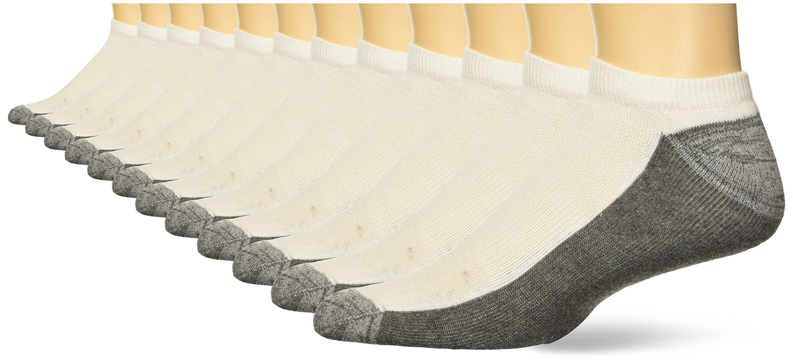Hanes Cushioned X-Temp, Moisture-Wicking No-Show Socks for Men, 12-Pair Pack, Shoe Sizes 6-12, White, White
