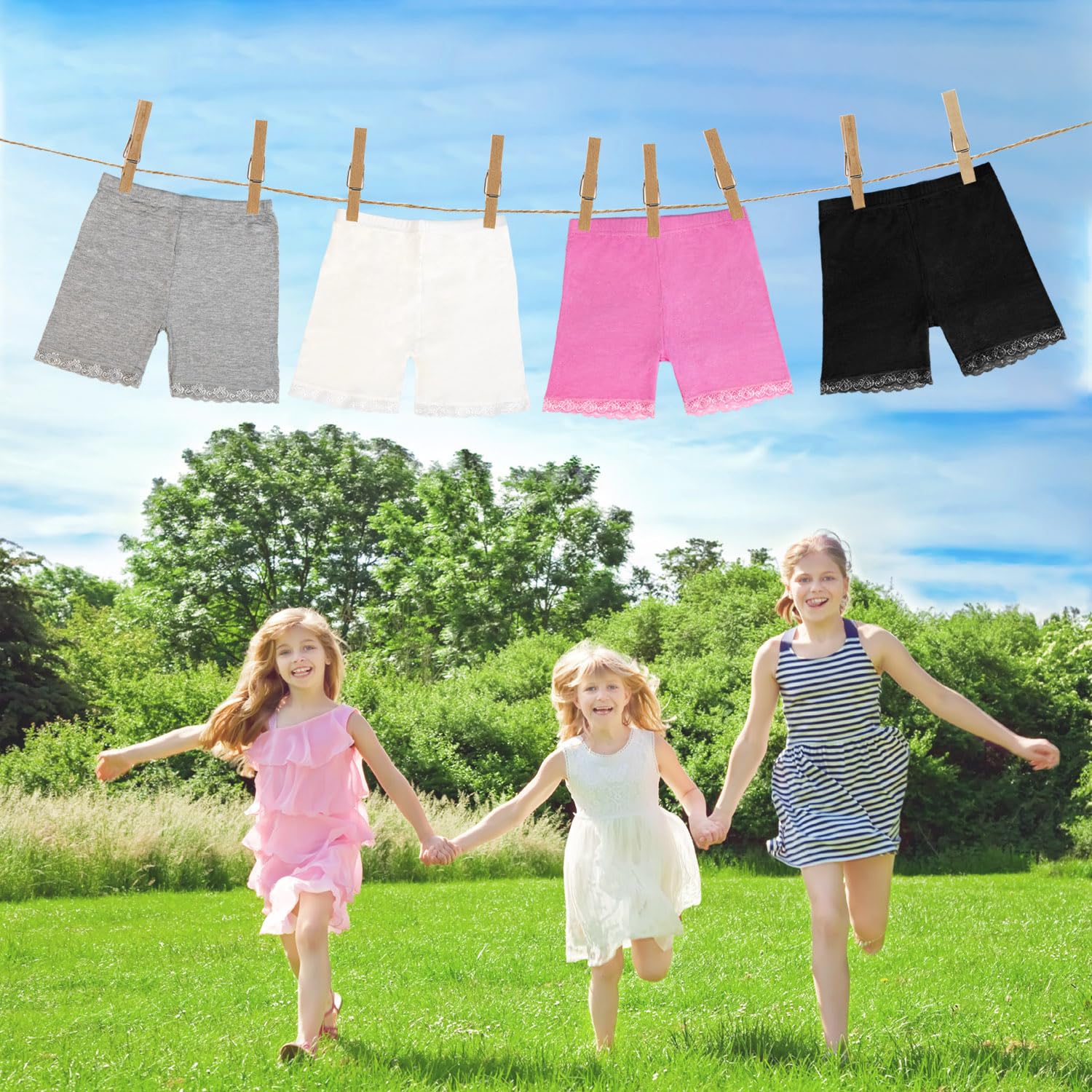GENTABY Mädchen Unterhose Shorts Schwarz Radlerhose Weiß Sport Baby 4 Farbe Kinder Tanz Fahrrad Strand Sicherheitskleid Höschen 4 Pack für 1-10 Jahre